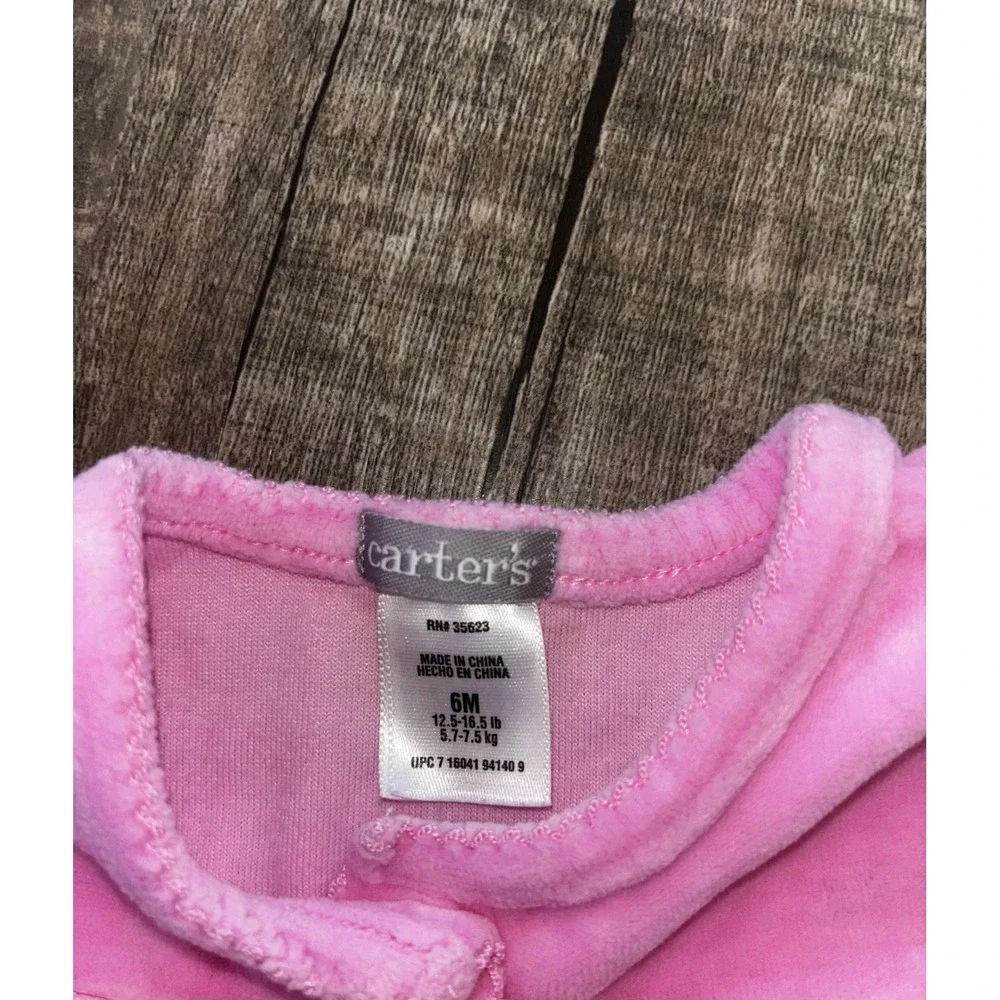 Carters Baby Girls Pink Velour Ballerina Cat Snap Romper One Piece 6M
